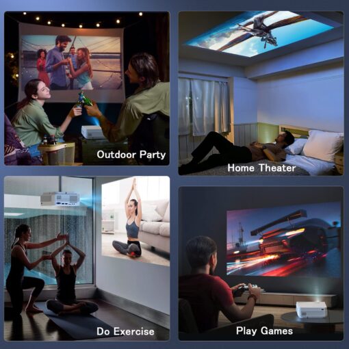 Projector with WiFi and Bluetooth, FUDONI 5G WiFi Native 1080P Outdoor Projector 15000L Support 4K, Portable Movie Projector with Screen and Max 300", for iOS/Android/Laptop/TV Stick/HDMI/USB/VGA/TF - Image 2