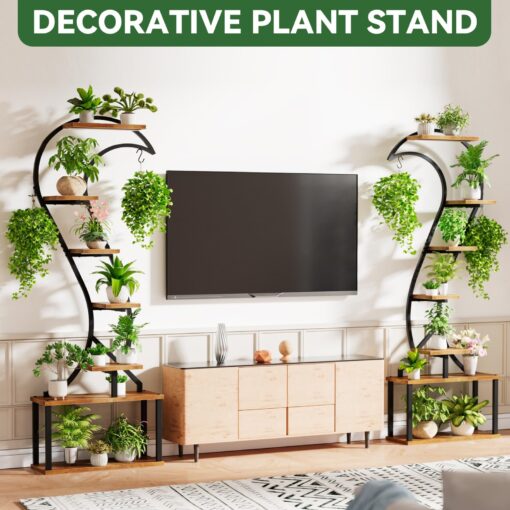 WIWIDRM Plant Stand Indoor with Grow Light,68" Tall Plant Stand for Indoor Plants Multiple,7 Tiered Metal Plant Shelf,Swan Shaped Plant Holder for Home,Patio,Balcony 2PCS - Image 2