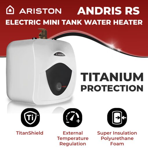 Ariston Andris Mini Tank Electric Water Heater – Heating Solution for Under Sink, RV, and Compact Spaces, Smart Boost for Versatile Heating, Simple Installation, 120-Volt, 8 Gallon Capacity - Image 4