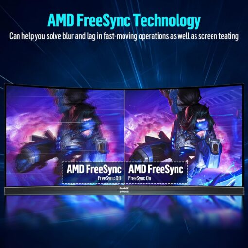 Gawfolk 34 Inch Ultrawide Curved Gaming Monitor, 1500R PC Screen 165hz UWQHD 3440x1440, Curved Computer Screen with FreeSync,Multi-Directional Adjustable Base - Image 2