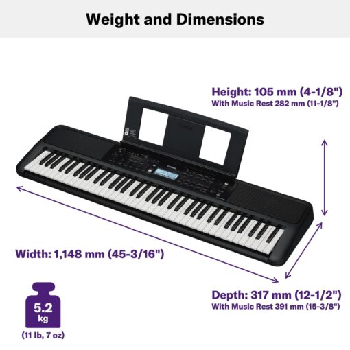 Yamaha PSR-EW320 76 Touch Sensitive Key Portable Keyboard for Beginners with Music Rest, Power Adapter - Image 4
