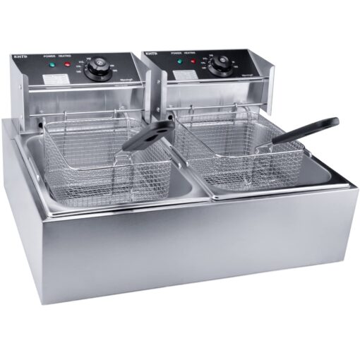Commercial Deep Fryer with Basket, 3400W 12.7QT/12L, Detachable Large Capacity Stainless Steel Countertop Electric Oil Fryer with Temperature Control for Restaurant or Home Use - Image 3