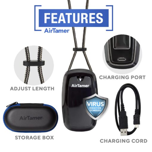 AirTamer A315 Advanced Rechargeable and Portable Air Negative Ion Generator | Proven Performance, Black with Black Leather Travel Case - Image 9