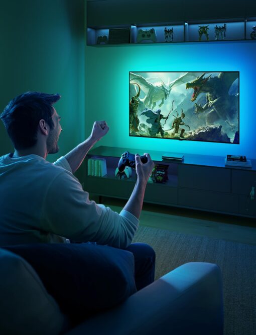 Govee HDMI 2.1 Sync Box 2, AI Sync Box with TV Backlight, Supports 8K@60Hz, 4K@144Hz, VRR and ALLM, Works with Matter and Alexa, RGBIC LED Light Strip for 55-65 inch TVs, 75 LEDs/m - Image 2