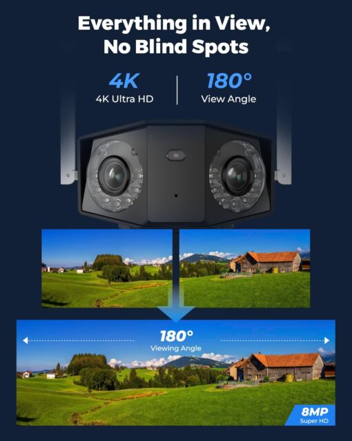 REOLINK Duo 2 LTE + SP - Upgraded 4K 4G LTE Cellular Security Camera Wireless Outdoor, Dual Lens, 180° Wide Angle, Continuous Solar Powered, Color Night Vision, 2 Way Talk, No WiFi Needed - Image 9