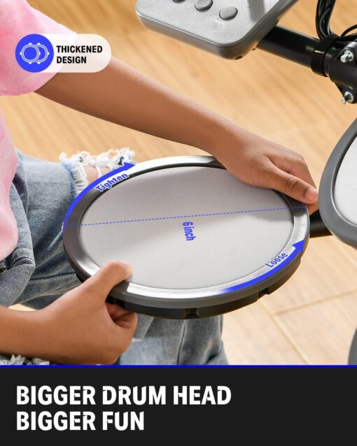 Donner DED-70 Electric Drum Set with 4 Quiet Mesh Drum Pads, 2 Switch Pedal, Portable and Solid Drum Set with Type-C Charging, 68+ Sounds, Throne, Headphones, Sticks, Melodics Lessons - Image 2