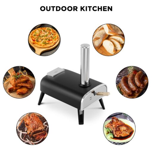 aidpiza Pizza Oven Outdoor 12" Wood Fired Pizza Ovens Pellet Pizza Stove for outside, Portable Stainless Steel Pizza Oven for Backyard Pizza Oven - Image 3
