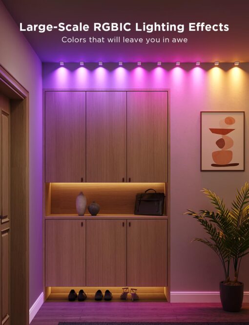 Govee RGBIC String Downlights, Smart LED String Lights Works with Alexa, Wi-Fi Color Changing Indoor Wall Light Fixture for Party, 32.8ft with 50 LEDs, Music Sync, White - Image 7