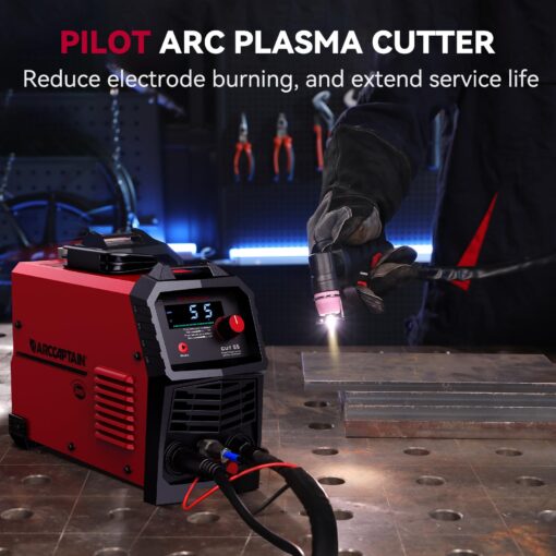 ARCCAPTAIN 55A Plasma Cutter, Large LED Display, Non-Touch Pilot ARC Plasma Cutting Machine, 110/220V Dual Voltage IGBT Inverter, 1/2" Clean Cut, Post Flow, 2T/4T, for Beginners DIY - Image 9