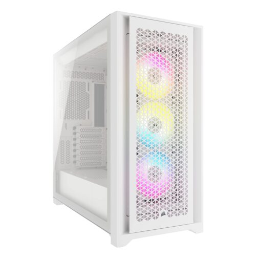Corsair 5000D Airflow Mid-Tower Case - 3 RGB Fans - Lighting Controller - High-Airflow Design - RapidRoute Cable Management - True White