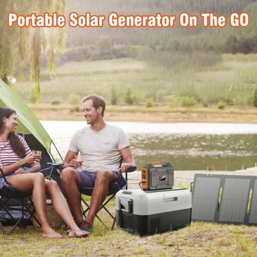 Portable Solar Generator, 300W Portable Power Station with Foldable 60W Solar Panel, 110V Pure Sine Wave 280Wh Lithium Battery Pack with USB DC AC Outlet for Home Use RV Van Outdoor Camping-Orange - Image 8