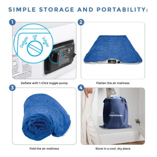 SoundAsleep Dream Series Luxury Air Mattress with ComfortCoil Technology & Built-in High Capacity Pump for Home & Camping- Double Height, Adjustable, Inflatable Blow Up, Portable - Full Size - Image 6