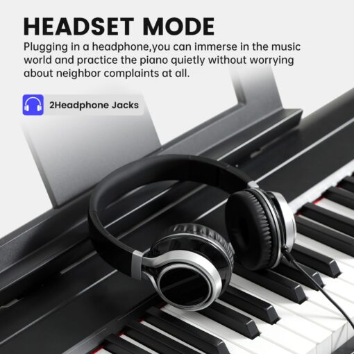 AODSK Digital Piano 88 Key Weighted keyboard Piano with Portable and stable U stand, Full Size Weighted Keyboard, with 3-Pedal Unit, 2x15W Stereo Speakers, MP3 Function, Black, Piano Lessons - Image 6