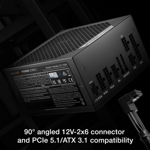 be quiet! Power Zone 2 750W ATX 3.1 PSU | 80 Plus and Cybenetics Platinum Efficiency | Zero RPM Low-Noise Power Supply | PCIe 5.1 Ready | Black | BP006US - Image 3