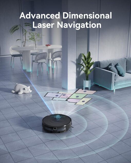 Kewbily Robot Vacuum and Mop Combo, LiDAR Navigation with Ultra Slim Design, Smart Mapping Robotic Vacuum Cleaner, 9000Pa Suction, Customizable Cleaning for Pet Hair, Carpets, and Hard Floors - Image 8