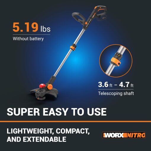 Worx Nitro 20V 13" Cordless String Trimmer with Brushless Motor, 3-in-1 Grass Trimmer Edger Mini-Mower, Lightweight Weed Trimmer COMMAND FEED Instant Line Advancement – Tool Only - Image 5