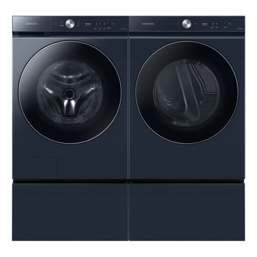 SAMSUNG 27-Inch Bespoke Front Load Washer Dryer Pedestal Stand w/ Pull Out Laundry Storage Drawer, WE502ND, Brushed Navy - Image 3