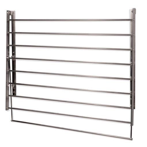 brightmaison Wall Mount Clothes Drying Rack & Laundry Room Organizer, 6.5 Yards Drying Capacity Stainless Steel Silver Set of 2 Laundry Rack - Image 2