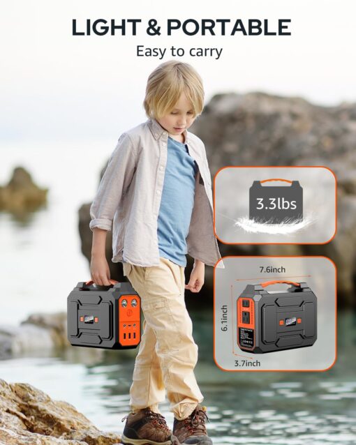 Solar Powered Generator 200W Peak/100W Rated, Portable Solar Generator Power Station with Solar Panels 40W Included, 146Wh Solar Power Bank with AC Outlet 110V for Home Use Camping Outdoor Adventure - Image 5