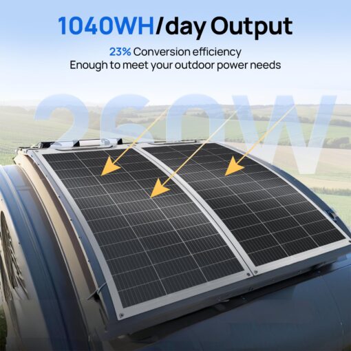 ECO-WORTHY 260Watt 12Volt Flexible Solar Panel Kit for Off Grid Home RV, Boat and Uneven Surfaces:2pcs 130W Mono Solar Panel + 30A 12V Charger Controller + Solar Cable + Tray Cable + Y Branch - Image 8