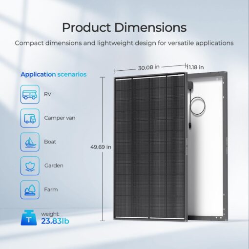 Renogy 200 Watt Solar Panel ShadowFlux Anti-Shading, 12V 200W Solar Panel 25% High-Efficiency N-Type Solar Cell, 16BB ShadowFlux Technology Solar Module for RV Home Roof Camp Marine Boat - Image 2