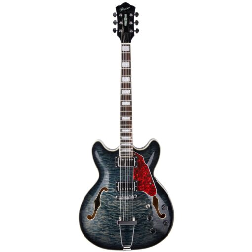 GROTE Jazz Electric Guitar Semi-Hollow Body Trapeze Tailpiece Bridge Guitar Gig Bag(Black02) - Image 7