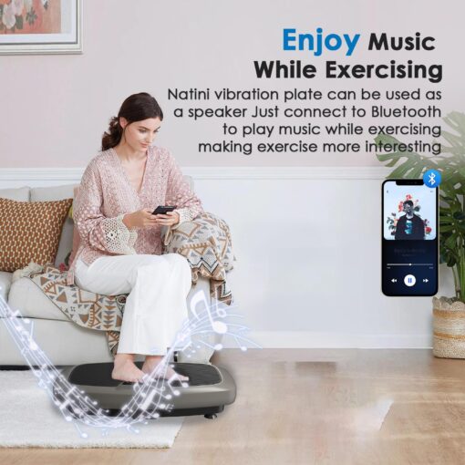 Natini Vibration Plate, Vibration Plate Exercise Machine 400lbs Capacity, Vibration Plate for Lymphatic Drainage with Bluetooth Speaker, Home Fitness Equipment for Weight Loss & Toning(Jumbo Size) - Image 4