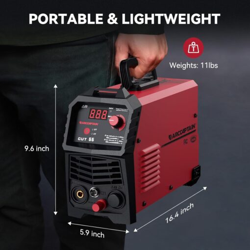 ARCCAPTAIN 55A Plasma Cutter, Non-Touch Pilot ARC High-Frequency Air Plasma Cutting Machine, 110/220V Dual Voltage IGBT Inverter, 1/2" Clean Cut, Post Flow,2T/4T, and 1/4" - 18 NPT, for Beginners DIY - Image 3