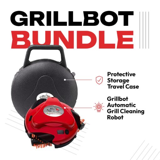 Grillbot Automatic Grill Cleaning Robot with Nylon Brushes, BBQ Grill Cleaner, Grill Brush, Grill Scraper, BBQ Accessories (Red Grillbot + Carry Case) - Image 9