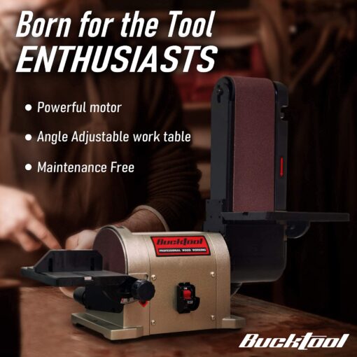 BUCKTOOL 5.0A Belt Disc Sander 4 in x 36 in Belt and 6 in Disc Sander with 3/4HP Direct-drive Motor and Portable Al Base, BD4603 Upgraded Model - Image 2