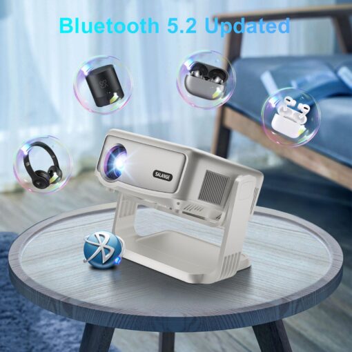 Smart Projector with Built in Apps - Electric Focus, Auto Keystone, Salange Android Projector 4k Wifi Bluetooth, 360° Ajustable Mini Protable Outdoor Movie Projectors, Compatible w iPhone, TV Stick - Image 4