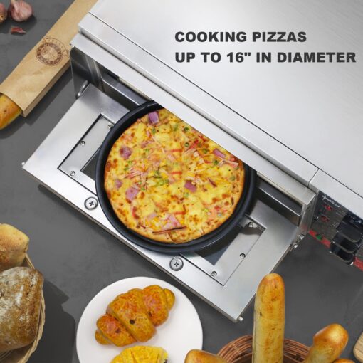 CROSSON ETL listed Commercial 16 inch Countertop Electric Pizza Oven with pizza stone, Multipurpose Indoor Pizza oven for Restaurant use,120V/1800W - Image 6