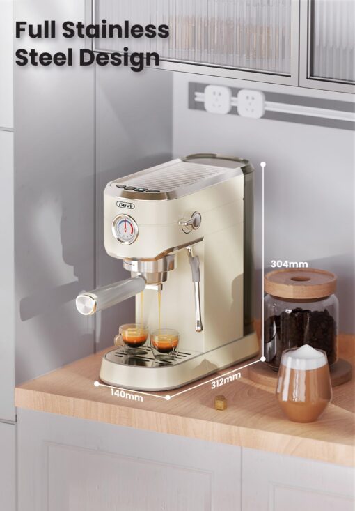Gevi Commercial Espresso and Coffee Makers, Professional Espresso Maker Latte Machine with Milk Frother, Stainless Steel Expresso Coffee Machines for Home, Compact Cappuccino Machine, Great Gift - Image 4