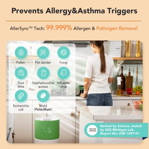 CleanForce Air Purifiers for Home Large Room Up to 2550 ft², H13 HEPA Air Cleaner Works with Alexa for Dust, Allergens, Pollen, Pet Hair Dander, Odors, CERTIFIED asthma & allergy friendly, Rainbow - Image 7