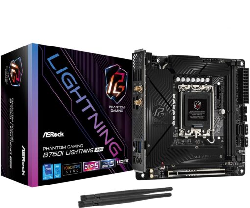 ASRock Phantom Gaming B760I Lightning WiFi 8600 MHz DDR5 128 GB SATA3 6.0 Gb/s Mini-ITX Intel LGA1700 Motherboard