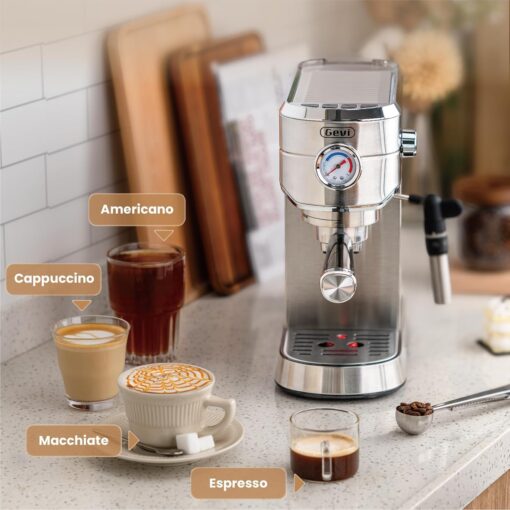 Gevi Commercial Espresso and Coffee Makers with Portafilter for Nespresso Original Capsules and Coffee Powder, Professional Espresso Maker with Milk Frother for Cappuccino, Latte - Image 5