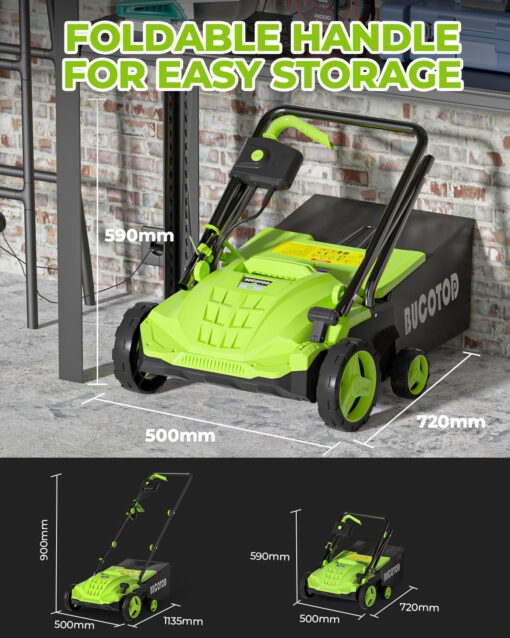 2-in-1 Electric Dethatcher and Scarifier, 13-Inch Raking & Scarifying, Turf Dethatcher & with 4-Position Height Adjustment, 14.5 gal Removable Thatch Bag for Lawn Health - Image 4