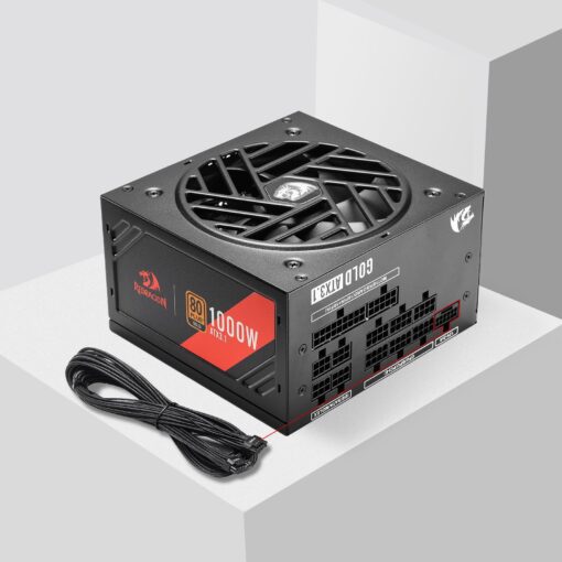 Redragon RGMS-1000W PRO 80+ Gold 1000 Watt Power Supply w/Upgraded ATX 3.1 & PCIe 5.1 Fully Modular, Compact 150mm Size, Smart ECO Low Noise Fan, 100% Japanese Capacitors, Full Mod Cables - Image 2