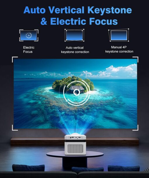 Ultra Short Throw Projector with 4k Support, Smart Projector with Wifi and Bluetooth , Electric Focus, 2 x 8W Stereo Speakers for Bedroom and Outdoor Use HY450NTV - Image 7