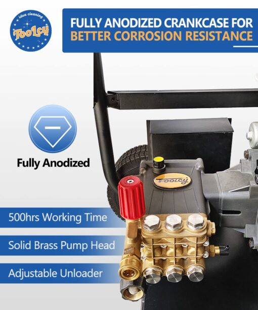 TOOLCY Pressure Washer Pump Max 4000 PSI 4.2 GPM, 1" Shaft Horizontal Gas Power Washer Pump Replacement, Direct Drive Triplex Plunger Replacement Pump with Pressure Adjustment Unloader, 5 Nozzle Tips - Image 3