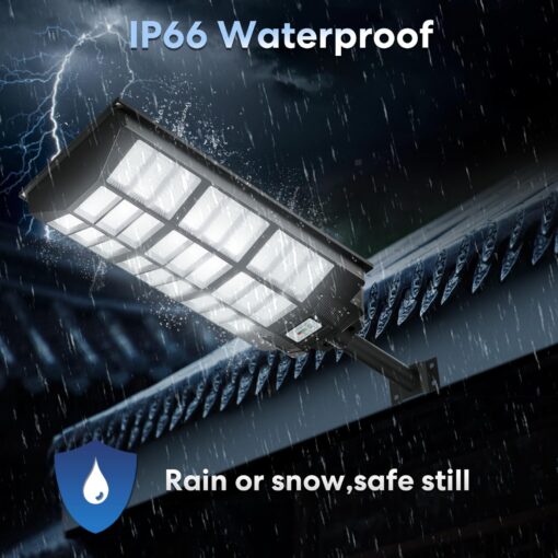 VOOJOY 7500W Solar Street Lights Outdoor, 6500K IP66 Waterproof Solar Security Flood Lights, Commercial LED Parking Lot Lights Dusk to Dawn with Motion Sensor and Remote Control 2PACK - Image 4