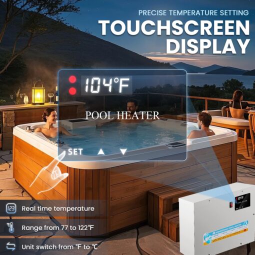 Mxmoonant Pool Heater 11KW 220V, Electric Swimming Pool Heaters Hot Tub Water Thermostat with Touchscreeen for Above Ground Inground Pool, Spa, Bathtub, - Image 7