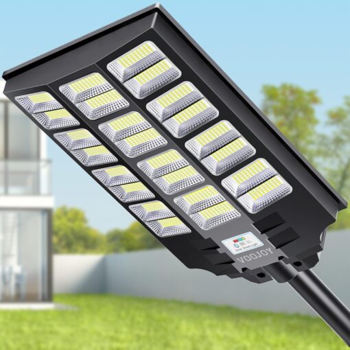 VOOJOY 8000W Solar Street Light, Dusk to Dawn Solar Lights Outdoor with Motion Sensor and Remote Control for Yard Parking Lot, Garage, Street