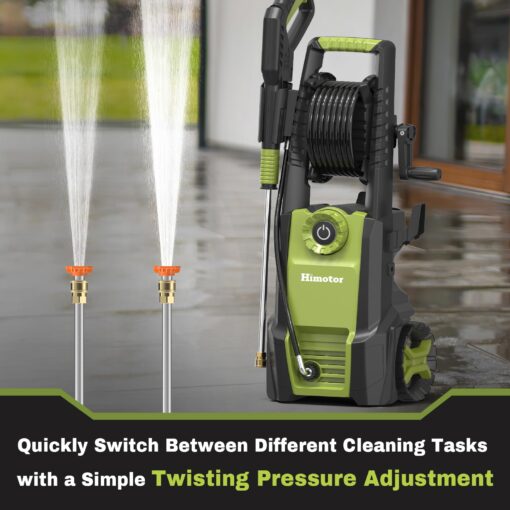 Pressure Washer with Adjustable PSI Switch, 4500PSI Max 3.0 GPM Electric Power Washer with 5 Nozzles & 500ml Foam Cannon, Portable High Pressure Washer for Cars, Fences, Patios and Driveway Cleaning - Image 2