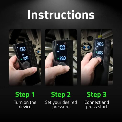 Airmoto and Power Kit Bundle Deal - 3 bundle - Tire Inflator Portable Air Compressor with Power Kit for Charging at Home and on The Road - Cordless Air Pump for Car Tires, Motorcycle, Bicycle - Image 5