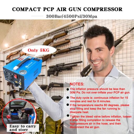 Spritech PCP Air Compressor, Portable 4500Psi/30Mpa, Water/Oil-Free, PCP Rifle/Pistol and Paintball Tank Air Pump, Powered by 12V Car DC or Home 110V AC with Power Converter and Oil-Moisture Filter - Image 2
