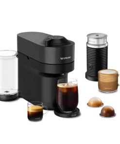 Nespresso Vertuo Pop+ Coffee and Espresso Machine by De'Longhi with Aeroccino Milk Frother, Liquorice Black