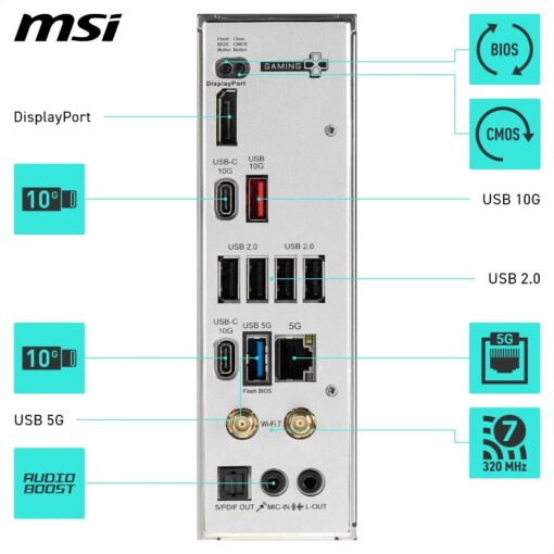 MSI B850 GAMING PLUS WIFI Motherboard, ATX - Supports AMD Ryzen 9000/8000 / 7000 Processors, AM5 - DDR5 Memory Boost 8200+ MT/s (OC), PCIe 5.0 x16 & 4.0 x16, M.2 Gen5, Wi-Fi 7, 5G LAN - Image 3