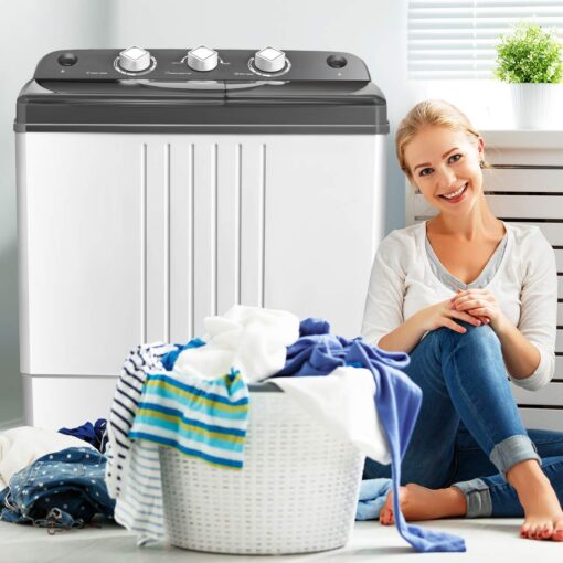 Giantex EP20313 Portable, 20lbs Capacity Combo, 12lbs Washer and 8lbs Spinner, Compact for Apartment RV, Gray & White Washing Machine - Image 10