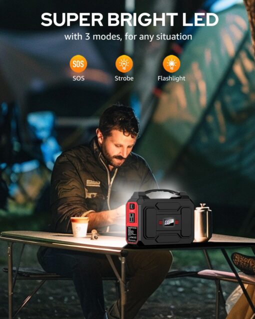Solar Powered Generator 200W Peak/100W Rated, Portable Solar Generator Power Station with Solar Panels 40W Included, 146Wh Solar Power Bank with AC Outlet 110V for Home Use Camping Outdoor Adventure - Image 3